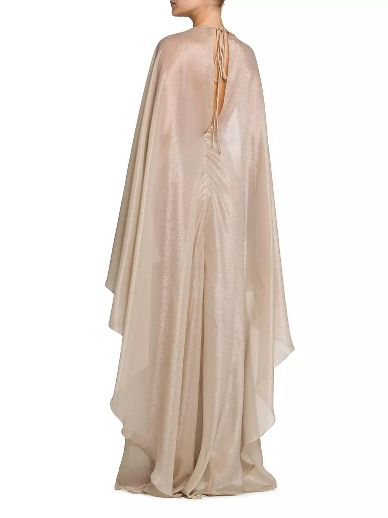 Tom Ford Silk-Blend Wet Look Cape Gown 5