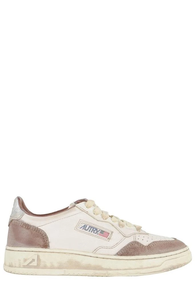 Autry Vintage Leather  Sneakers With Silver Heel Accent