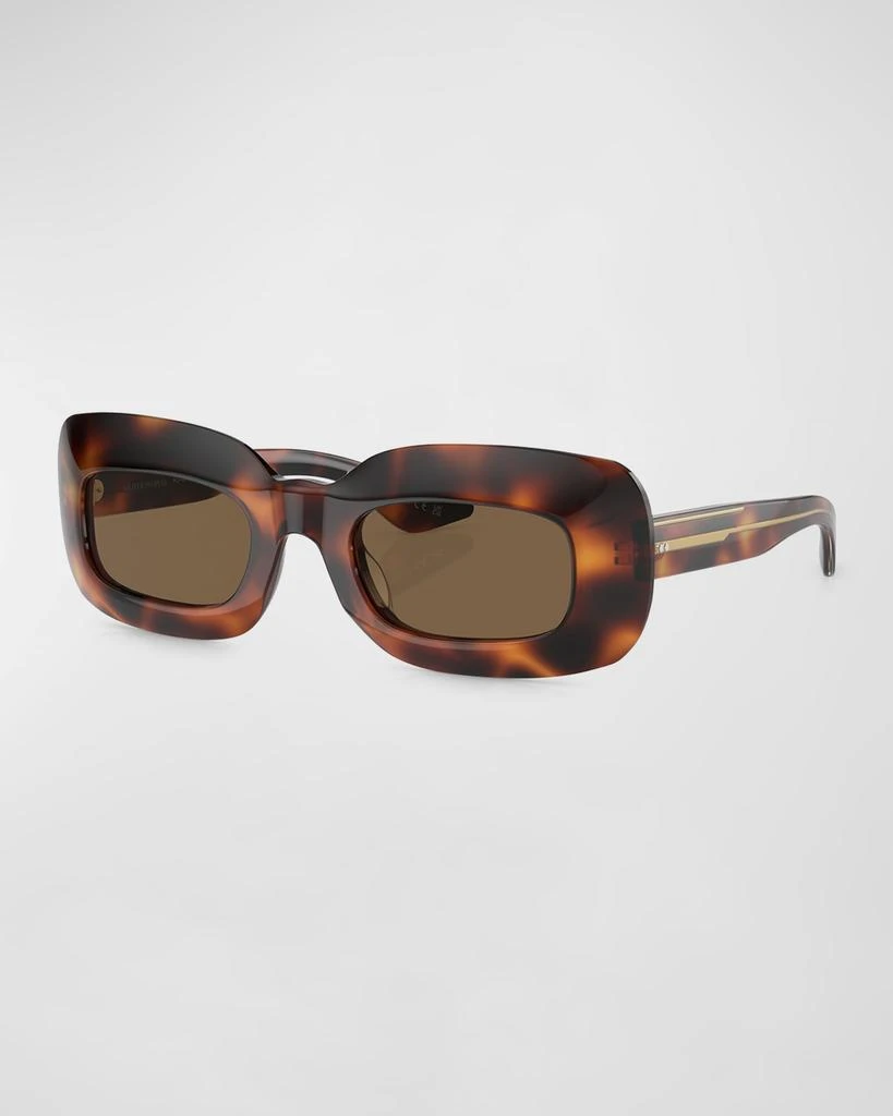 Khaite Beveled Acetate Rectangle Sunglasses 1