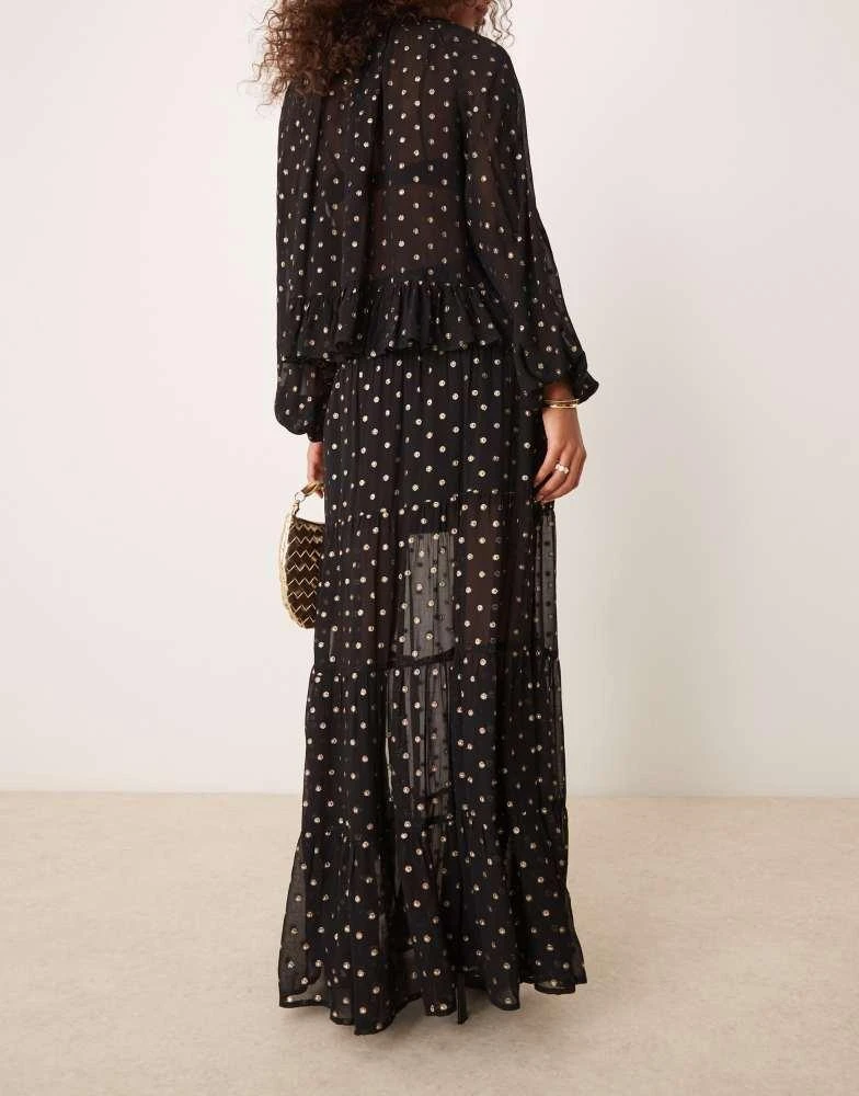 ASOS ASOS DESIGN metallic spot maxi skirt in black & gold 3