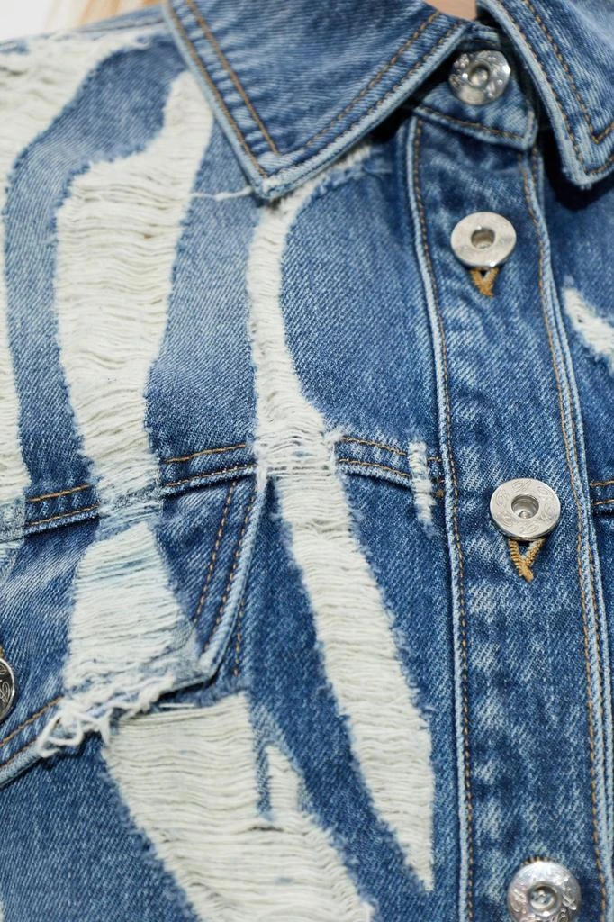 BLUMARINE Blumarine Distressed Buttoned Denim Jacket 4