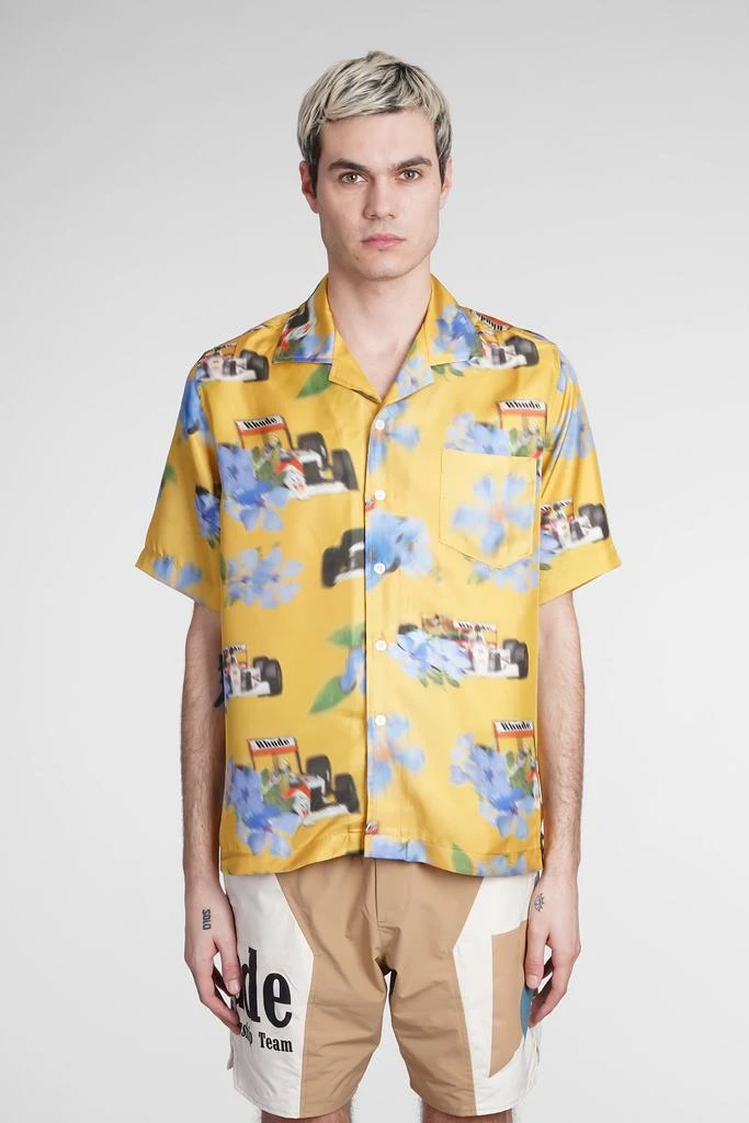 Rhude Shirt In Yellow Silk 1