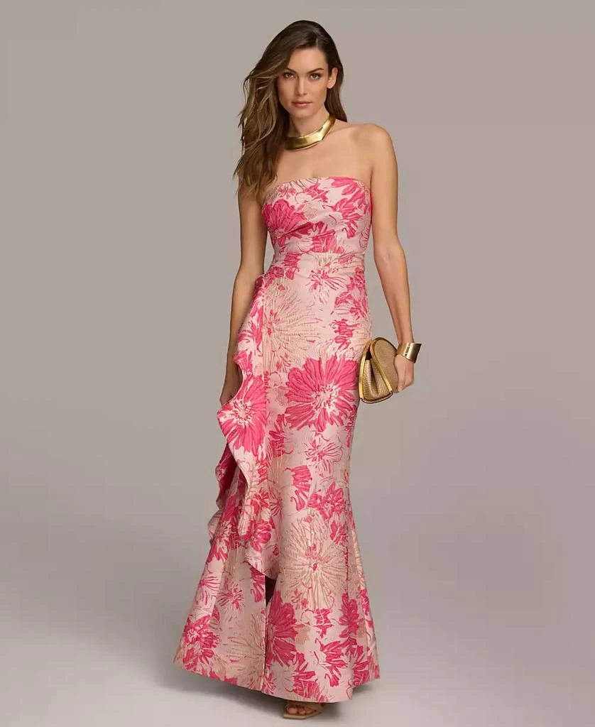 Donna Karan Women's Floral-Jacquard Strapless Gown 1