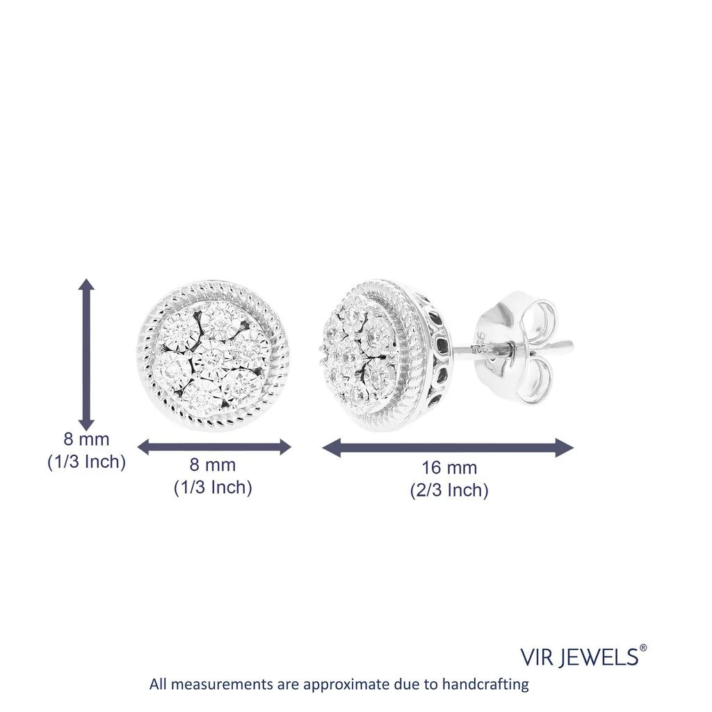 Vir Jewels 1/8 cttw Round Lab Grown Diamond Studs Earrings .925 Sterling Silver Prong Set 1/3 Inch 3