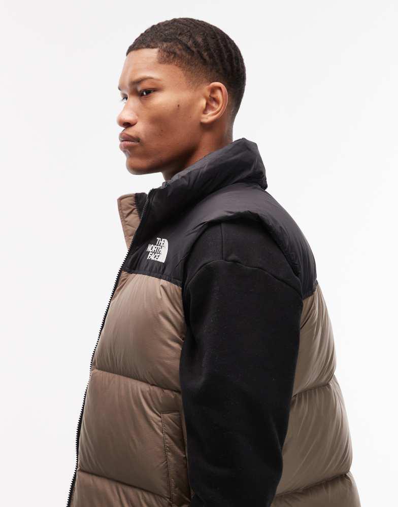Shop The North Face M 1996 retro nuptse vest in mocha brown/tnf