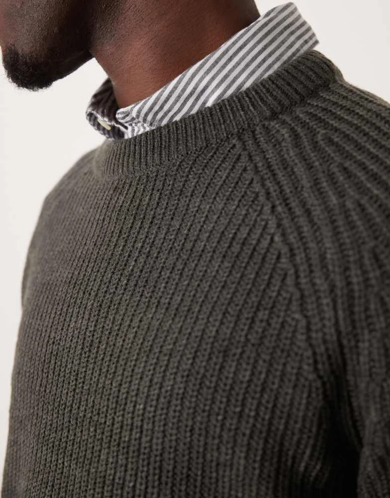 New Look New Look fisherman crew neck jumper in dark grey 2
