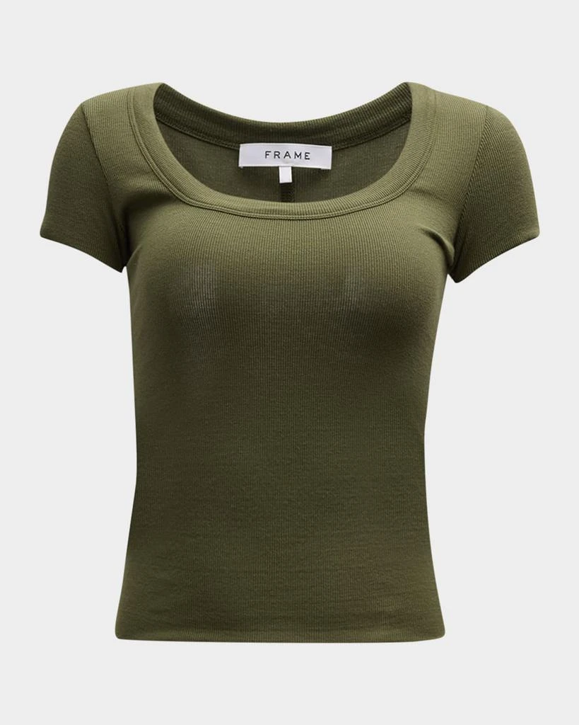 FRAME Ribbed Scoop-Neck Baby Tee 1