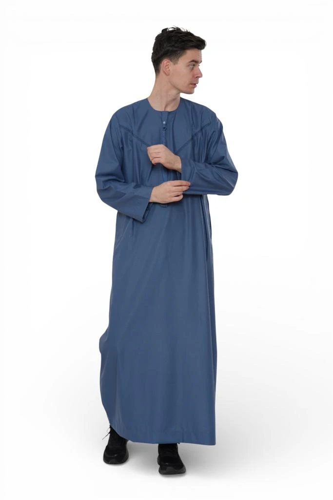 Arabic Thobes Men
s Eid Blue Moroccan Thobe Robe Djellaba Ramadan Eid Jubba- HM10 2