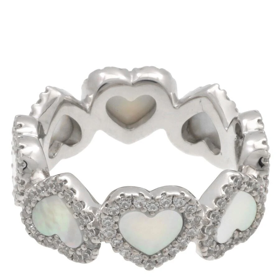 apm Monaco Sterling Silver Nacre Full Heart Paved Ring