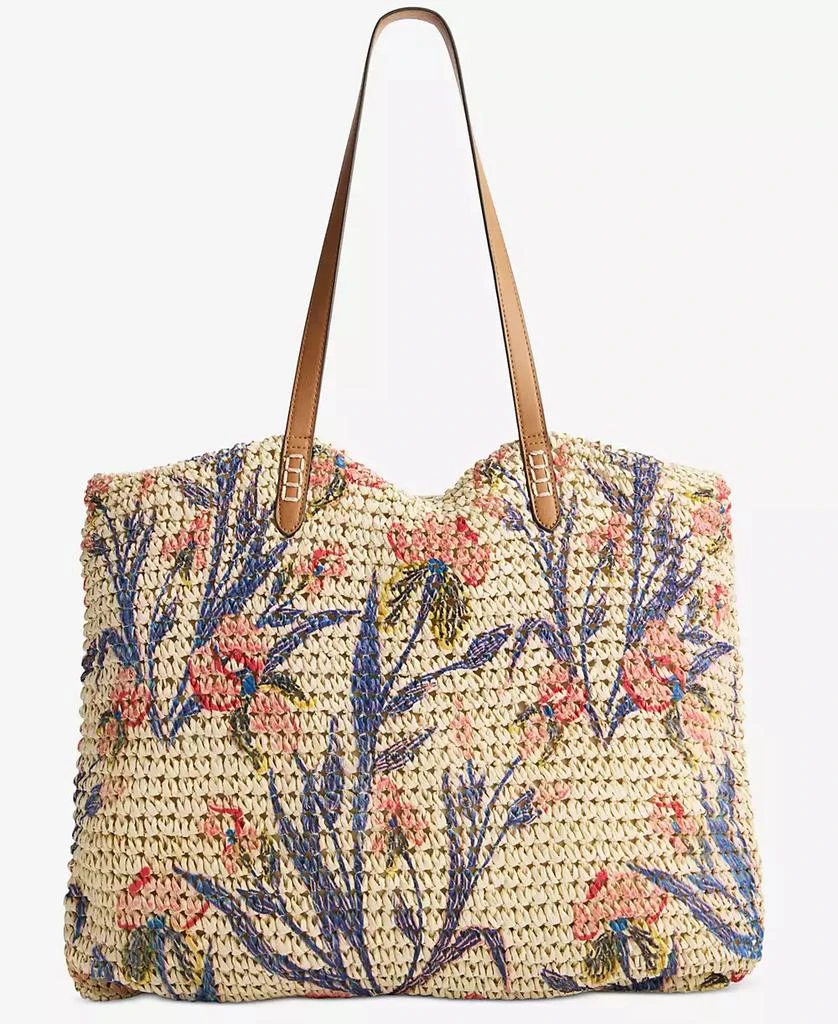Straw Tote Macys Beach Bags Extra-Large Printed Straw Floral Tote