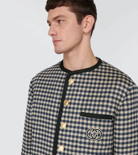 Gucci Interlocking G gingham wool jacket 5
