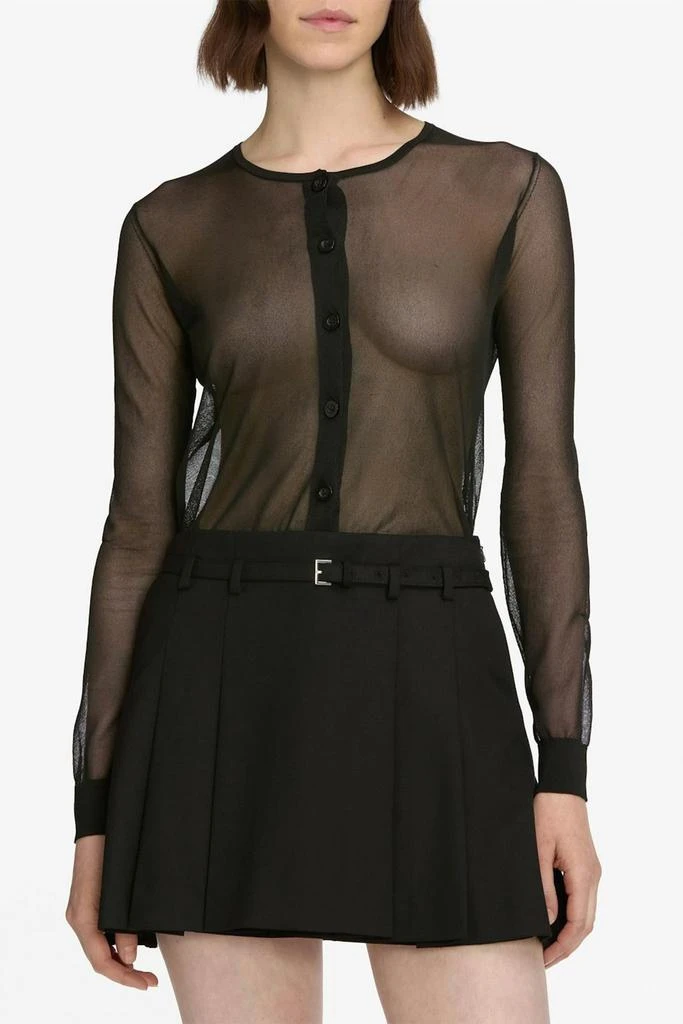 FRAME Luxe Sheer Cardigan In Black