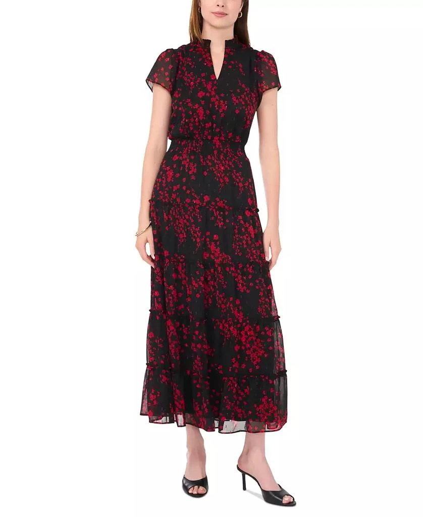 Sam & Jess Women's Printed Tiered Flutter-Sleeve Maxi Dress 1