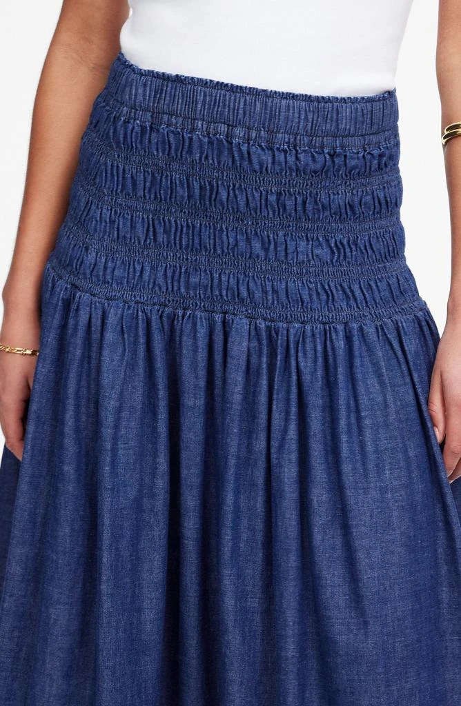 Madewell Smocked Denim Midi Skirt 4