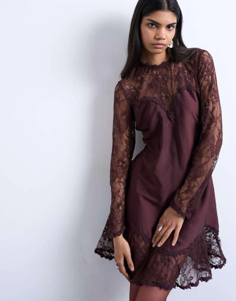 chinese dress ladies AFRM Women's Shailene Turtleneck Long Sleeve Mesh Bodycon Midi Dress,  Corset Slip, X-Small at Amazon Women's Clothing store