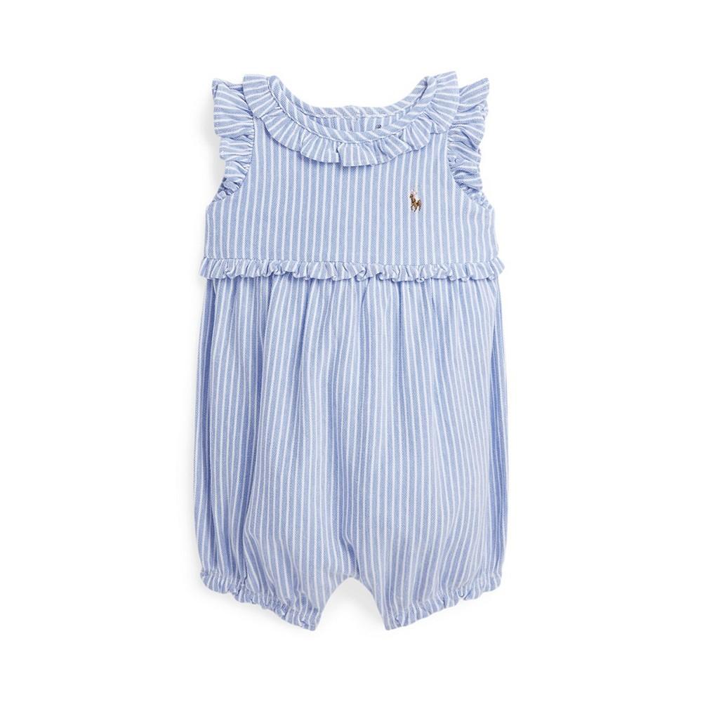 Polo Ralph Lauren Baby Girls Striped Knit Oxford Bubble Shortall