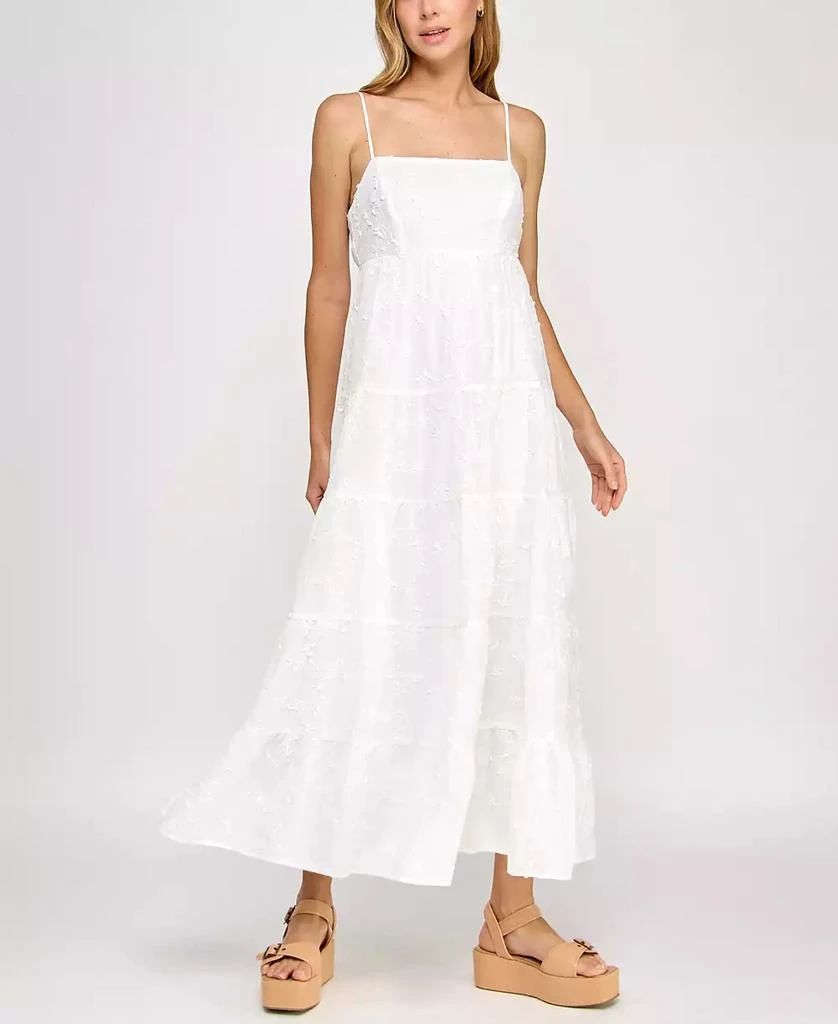 Crystal Doll Juniors' Woven Tie-Back Tiered Maxi Dress 1