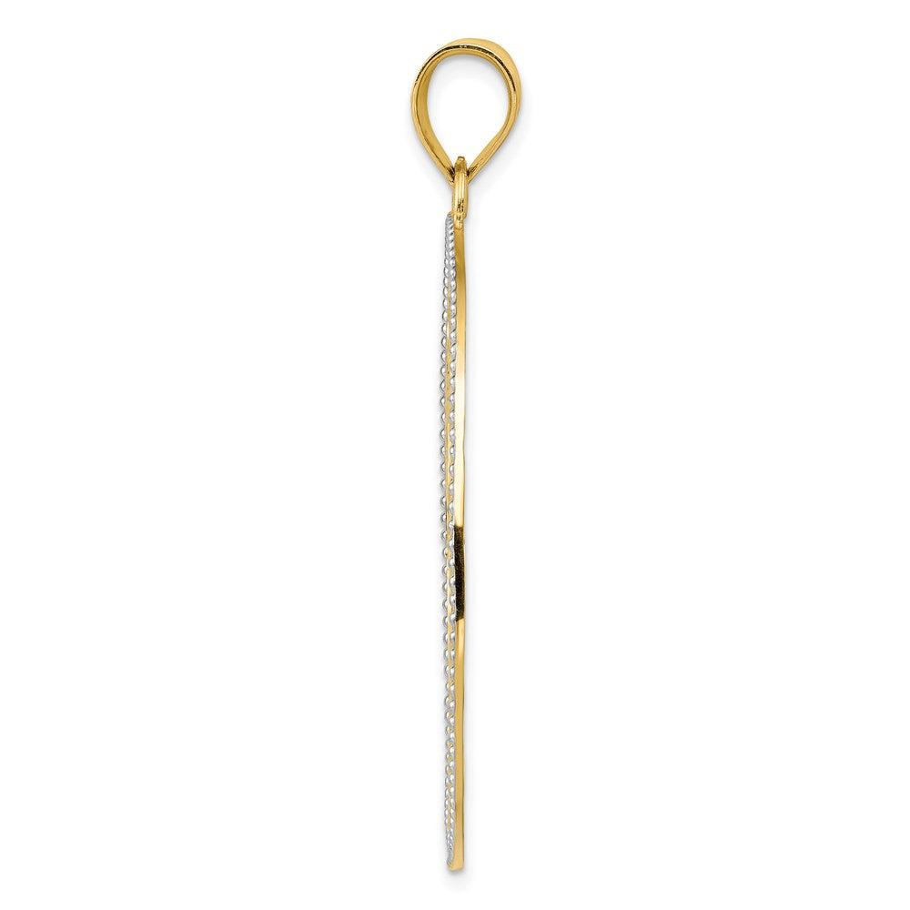 Diamond2Deal 14k Yellow Gold and White Rhodium Diamond-cut Filigree Pendant