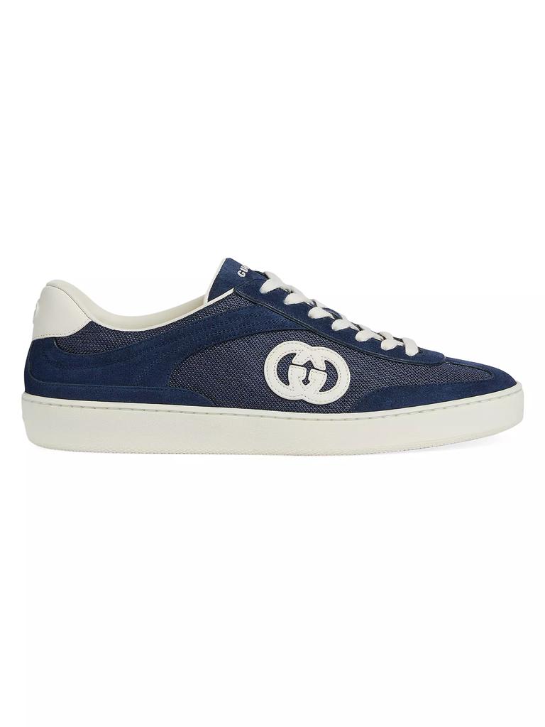 Gucci G74 Logo Suede Low-Top Sneakers