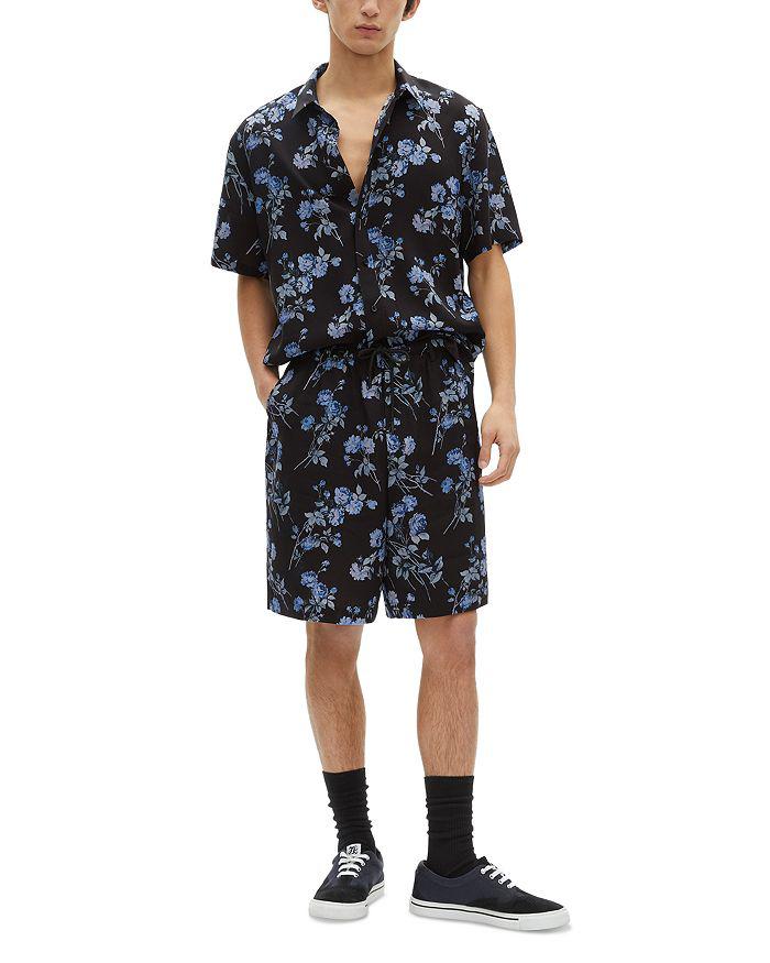 The Kooples Regular Fit Floral Print Short Sleeve Shirt