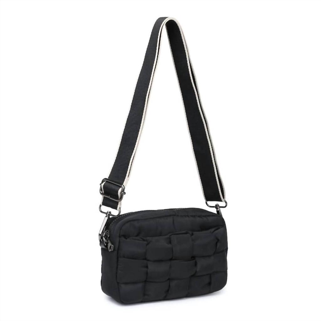 SOL and SELENE Women's Woven Crossbody Bag In Black