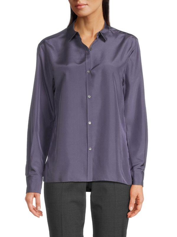 Theory Spread Collar Flat Silk Shirt