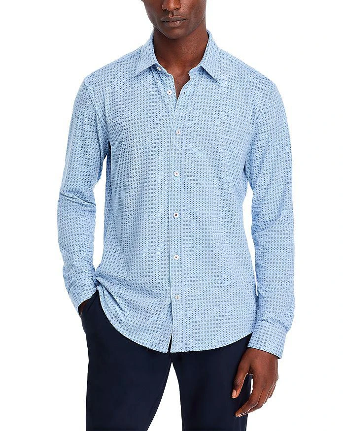 Hugo Boss Cotton Stretch Diamond Geo Slim Fit Button Down Shirt 1