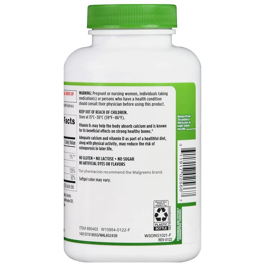Walgreens Calcium 1200 mg Plus Vitamin D3 25 mcg Softgels 4