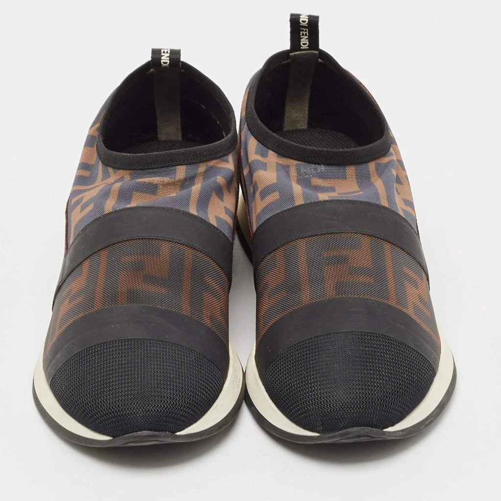 Fendi Fendi Multicolor Zucca Mesh And Leather Colibri Slip On Sneakers Size 39 3