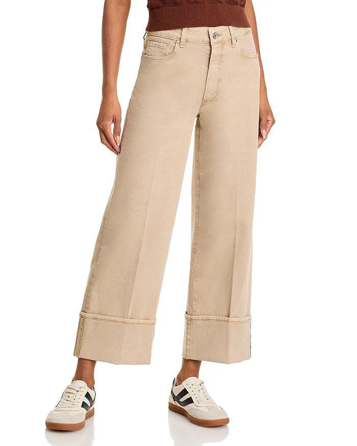 Paige Sasha High Rise Cuffed Wide Leg Jeans in Vintage Soft Sand 1