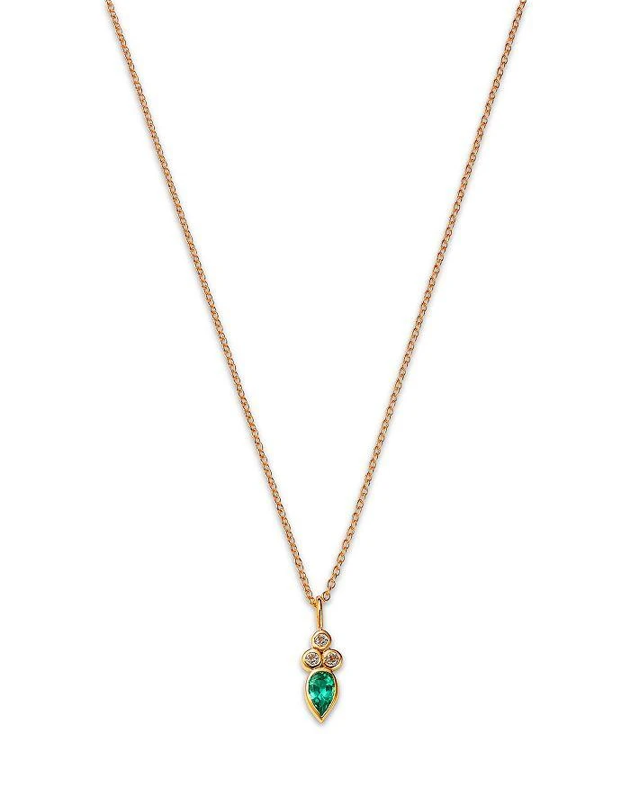Moon 
Meadow 14K Yellow Gold Italy Emerald 
White Topaz Bezel Pendant Necklace, 16-18" - Exclusive