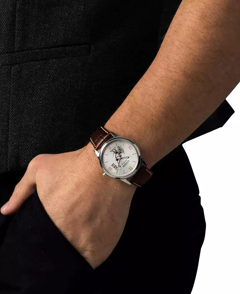 Citizen Eco-Drive Men's Steamboat Willie 1928 Brown Leather Strap Watch 40mm 4
