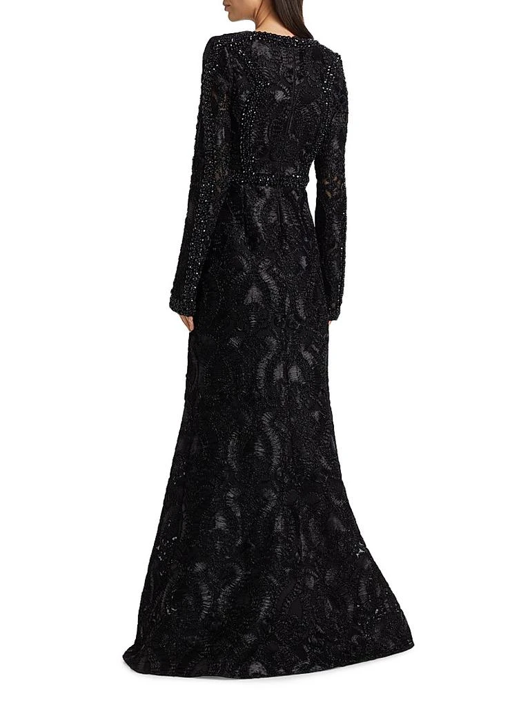 Badgley Mischka Embellished Long-Sleeve Gown 5