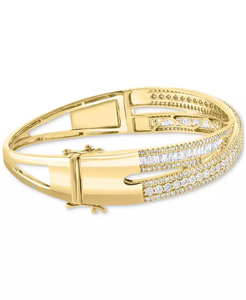Effy EFFY® Diamond Round & Baguette Crossover Bangle Bracelet (2-1/6 ct. t.w.) in 14k Yellow Gold 3