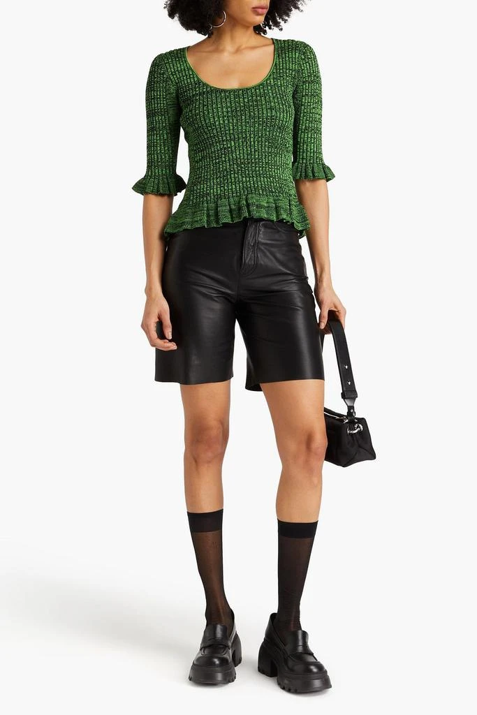 Ganni Ruffled marled ribbed-knit top 2