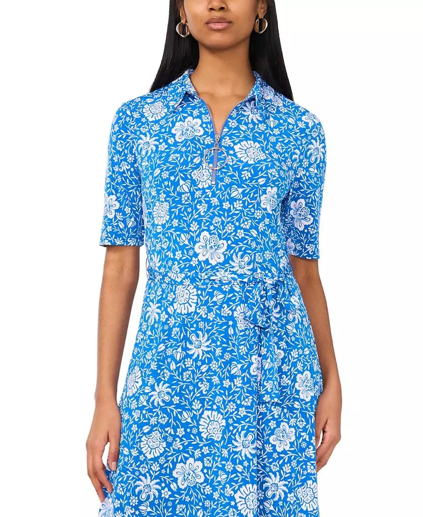 MSK Women's Floral-Print Belted Zippered Midi Dress 2