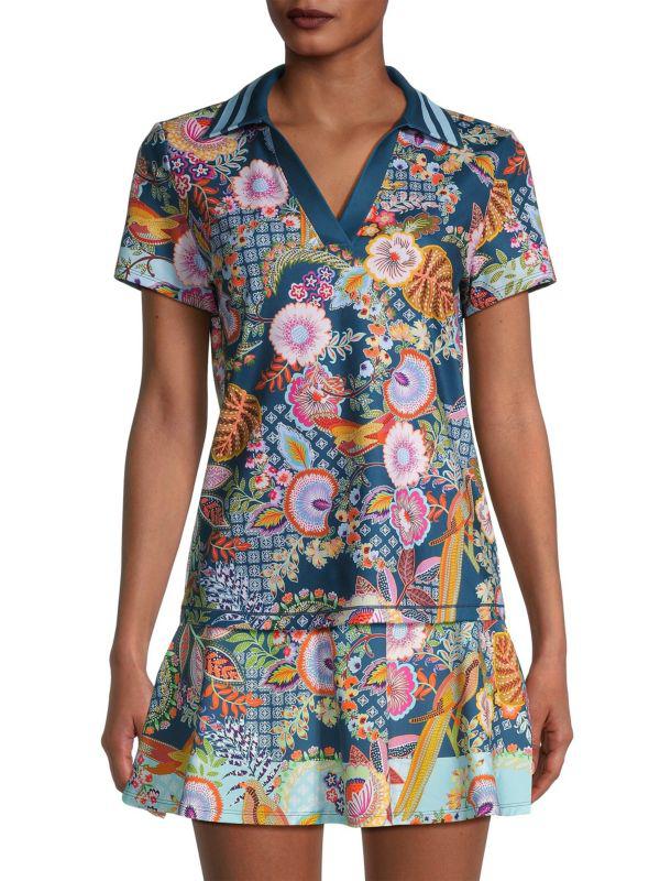 Johnny Was Wild Bird Floral Polo Shirt