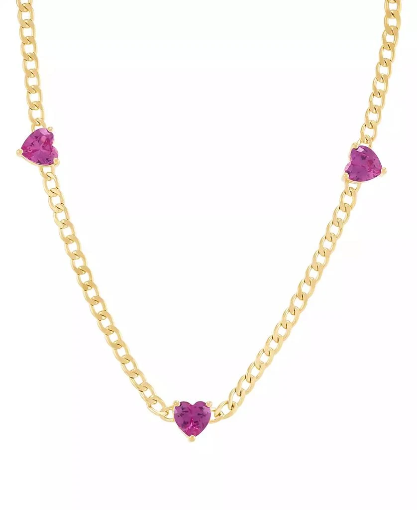 Macy's Lab Grown Pink Sapphire (1-3/4 ct. t.w.) Station Necklace in 14k Yellow Gold-Plated Sterling Silver