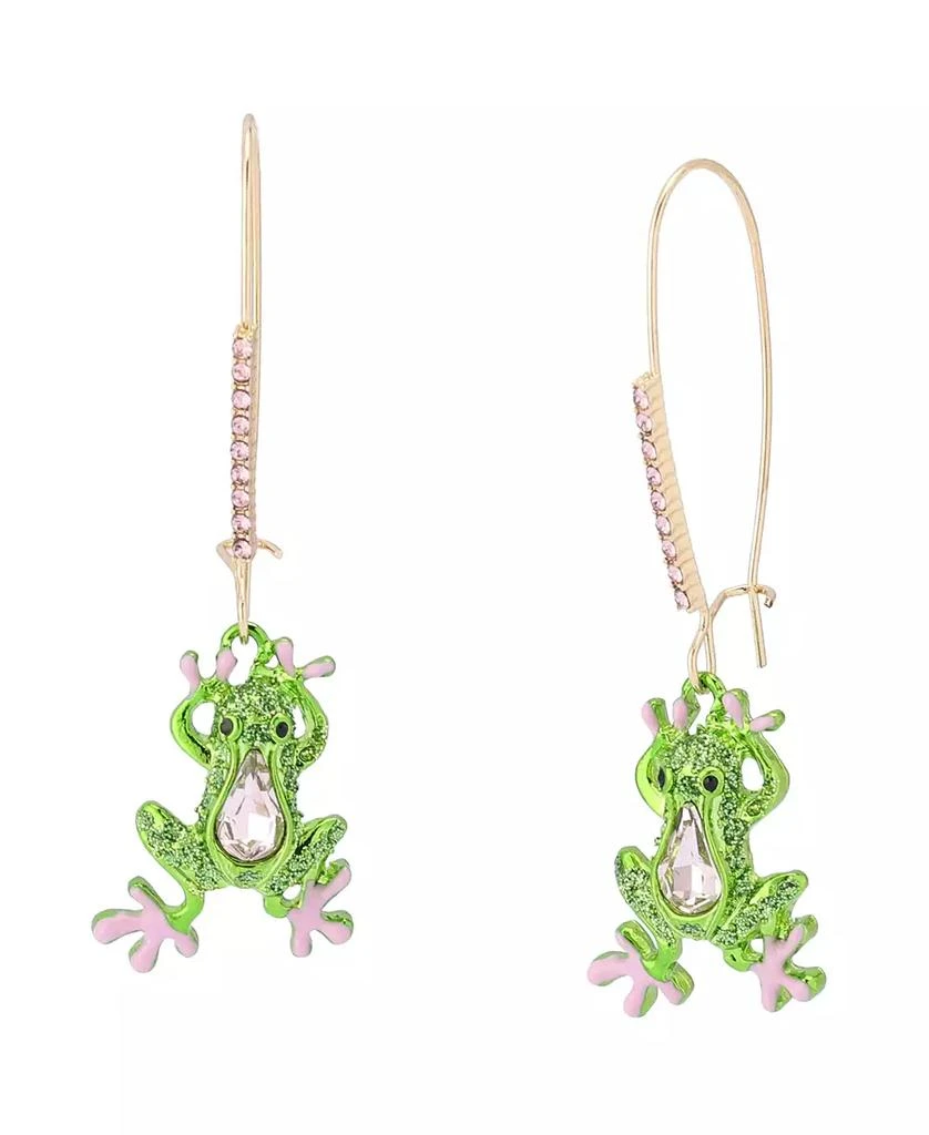 Betsey Johnson Faux Stone Backyard Frog Dangle Drop Earrings 1