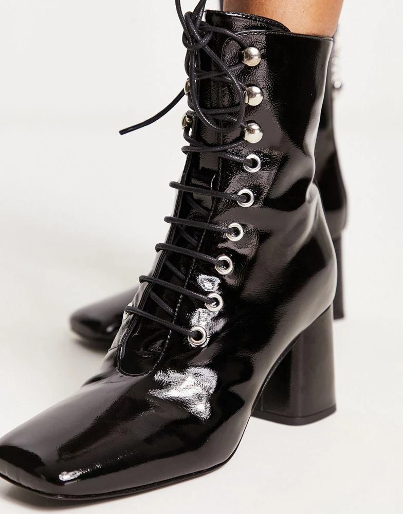 Love Moschino Love Moschino lace up boots with zip back in black 4