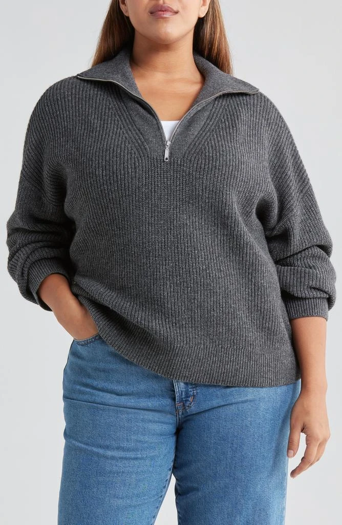 Treasure & Bond Half Zip Mock Neck Wool & Cotton Sweater 1