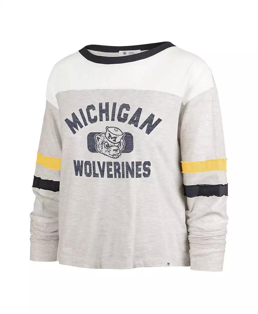 47 Brand Women's Oatmeal Distressed Michigan Wolverines Vault All Class Lena Long Sleeve T-shirt
