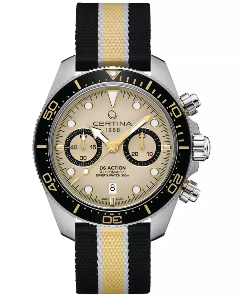 Certina Men's Swiss Automatic Chronograph DS Action Multicolor Nylon Strap Watch 45mm 1