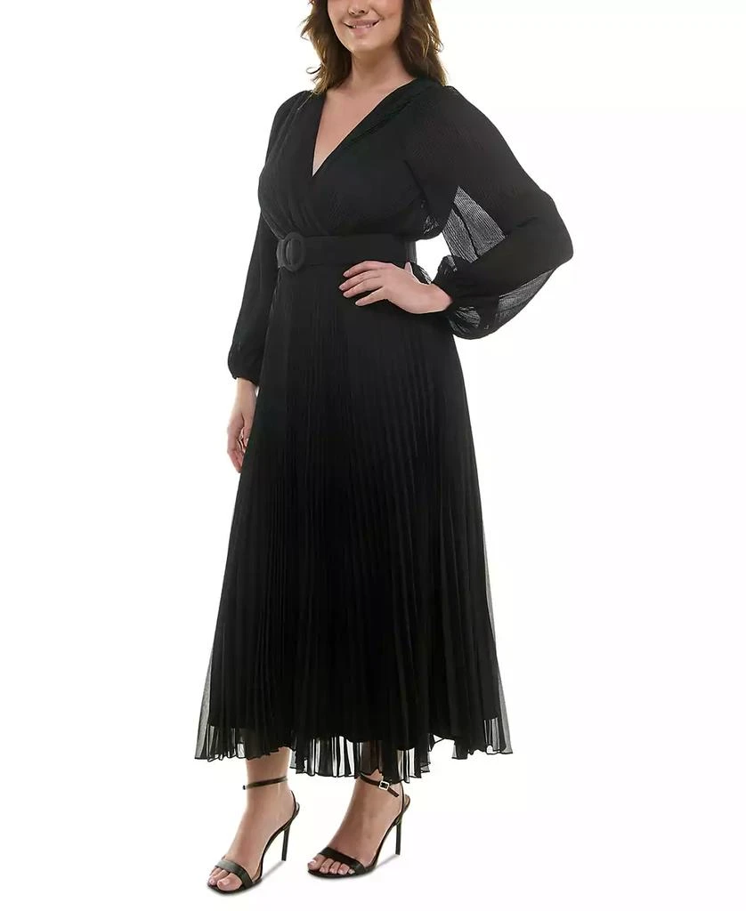 Taylor Plus Size Pleated Belted Maxi Dress 3