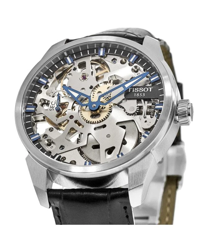 Tissot Tissot T-Complication Squelette Mechanical Skeleton Dial Leather Strap Men's Watch T070.405.16.411.00 2