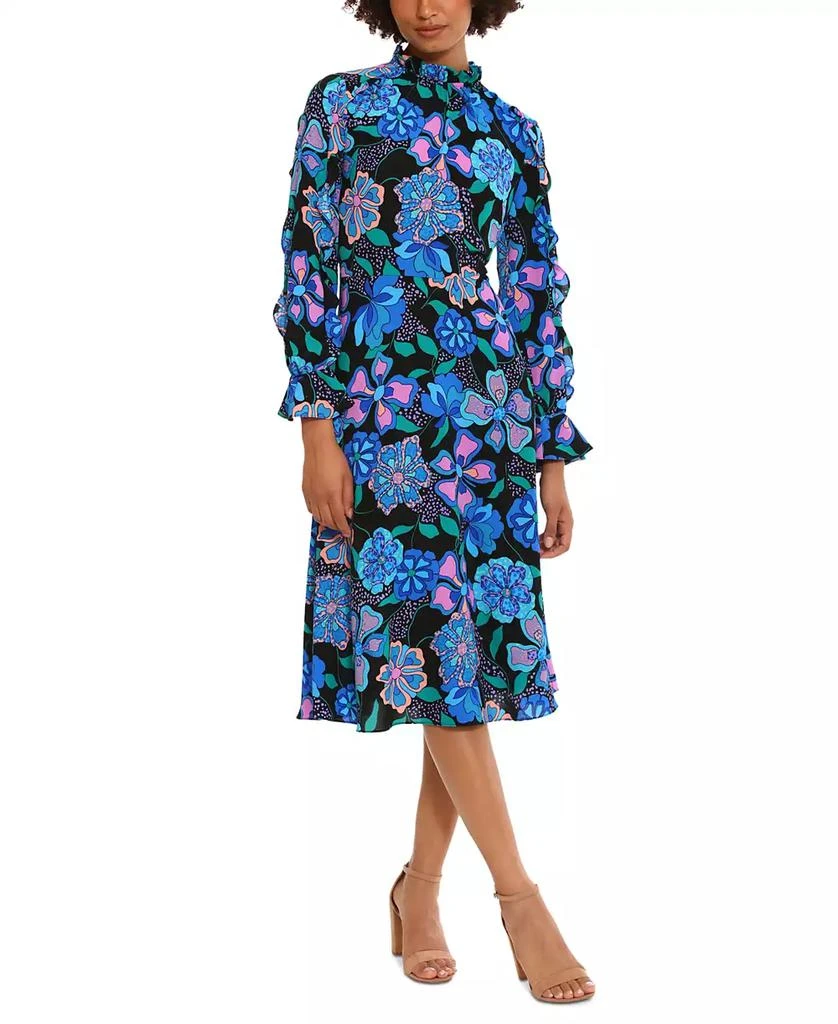 Donna Morgan Women's Printed Ruffle-Trim Midi Dress - Dresses & Skirts -  Free Shipping - BeyondStyle