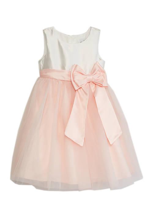 Rare Editions Editions Girls 4 6X Satin Fit And Flare Dress With Bow