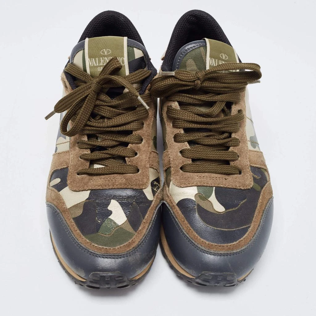 Valentino Valentino Multicolor Camo Print Leather and Suede Rockrunner Sneakers Size 37 3