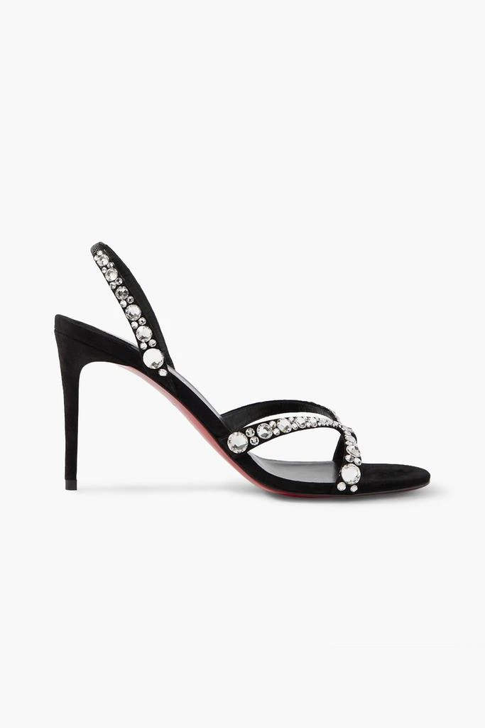 Christian Louboutin Emilie 100 crystal-embellished suede slingback sandals 1