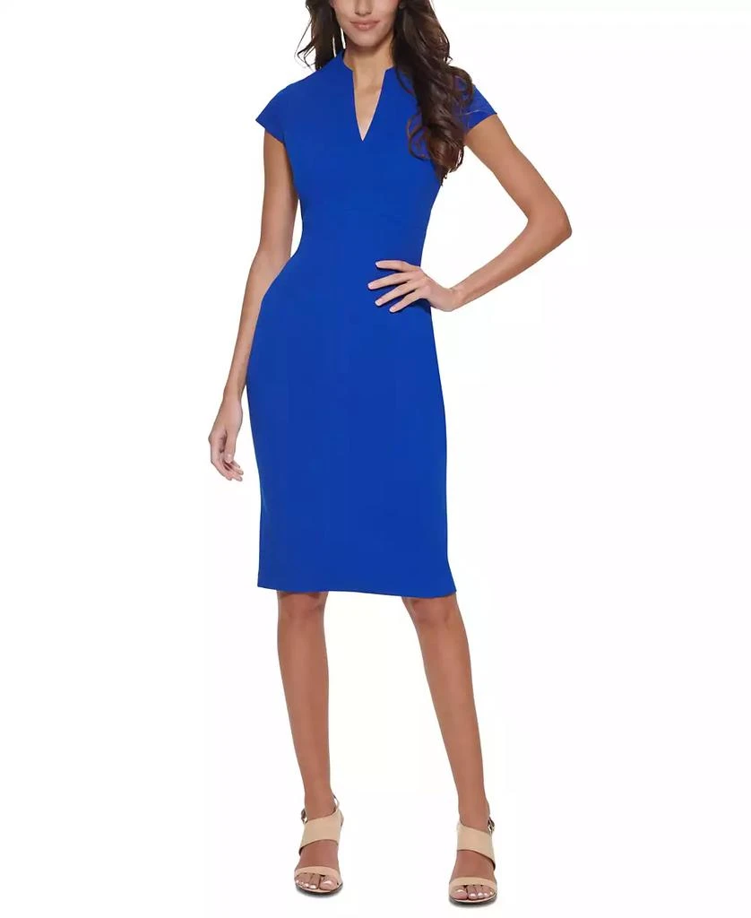 Calvin Klein Women's V-Neck Cap Sleeve Work Sheath Dress 1